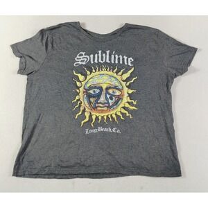 Sublime Shirt Mens XL/2XL Gray Sun Logo Long Beach CA Band Graphic Tee Rocker